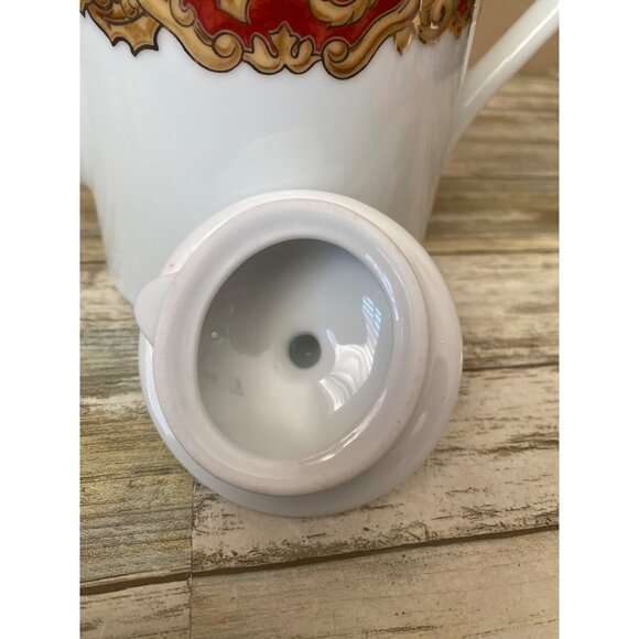 American Atelier Noel Christmas Teapot Gold Trim Holiday Porcelain 3398 - Picture 10 of 13